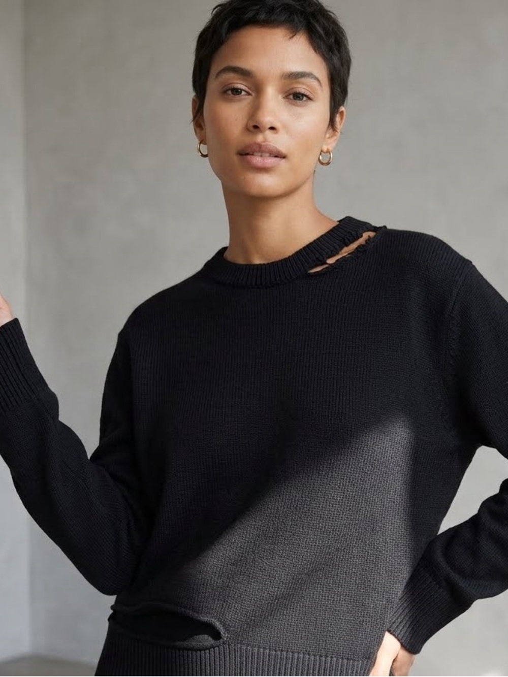 Theory Black Crewneck Women’s wool and cotton Sweater
